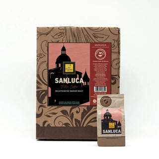 Caffè Sanluca Filtro Decaf | Caffè Macinato, gusto raffinato e profumo intenso in confezione elegante.